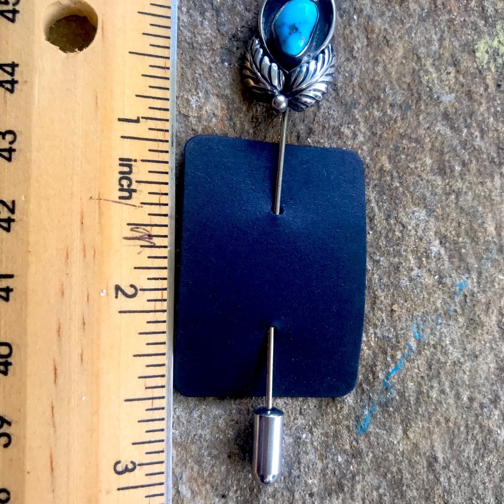 Kingsman Turquoise & Sterling silver vintage stick pin